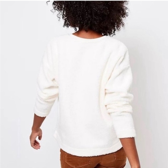 Loft Fleece Ivory Cozy Knit Sweatshirt. Size XS - Picture 3 of 12